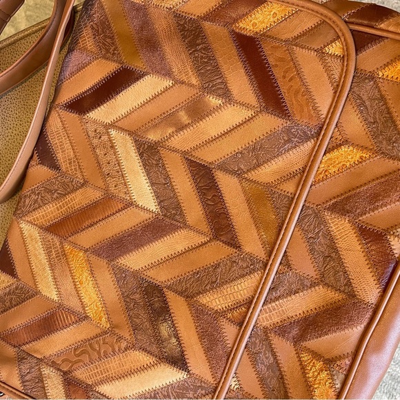 Vintage Magnum Genuine Leather Suede Patchwork Messenger Bag - Picture 2 of 10